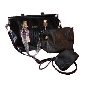 Itscosy Rayon 3 Piece Black Bag w Crossbody, Mini Bag & Wristlet NEW